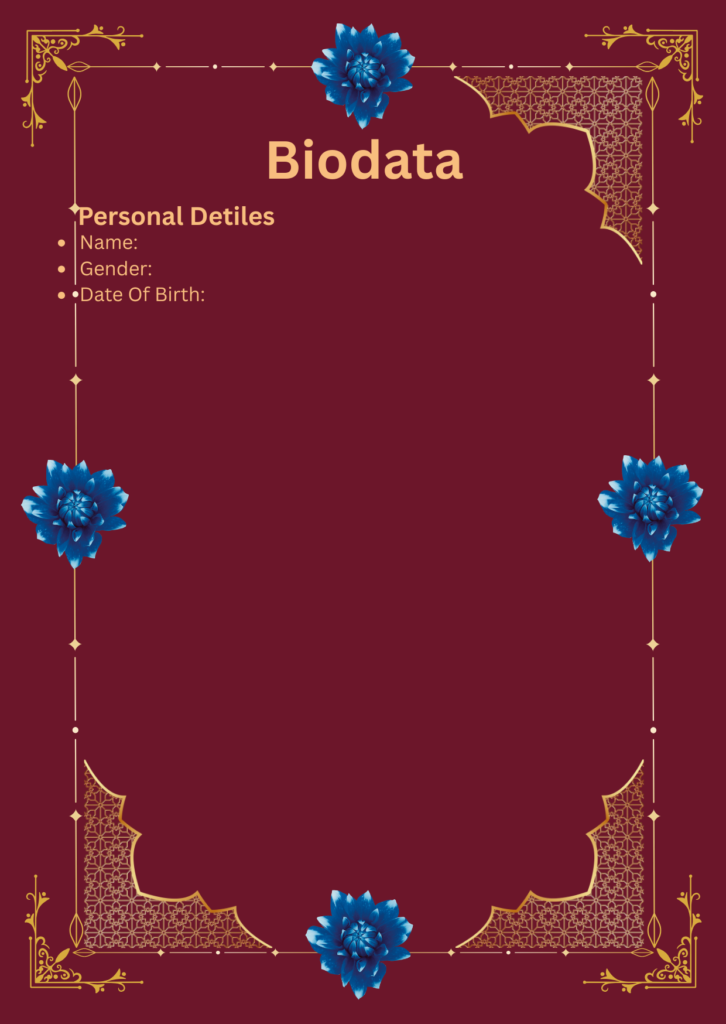 elegant indian marriage biodata template